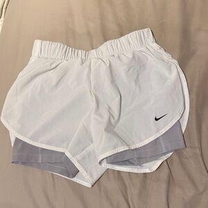 Nike Women's Athletic Shorts in White and Gray